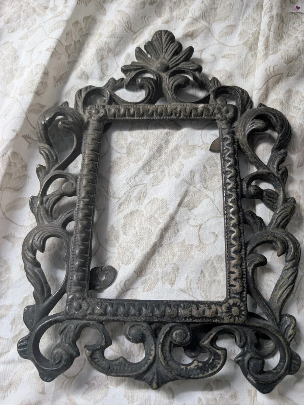 Ornate Vintage Black Cast Iron Decorative Frame